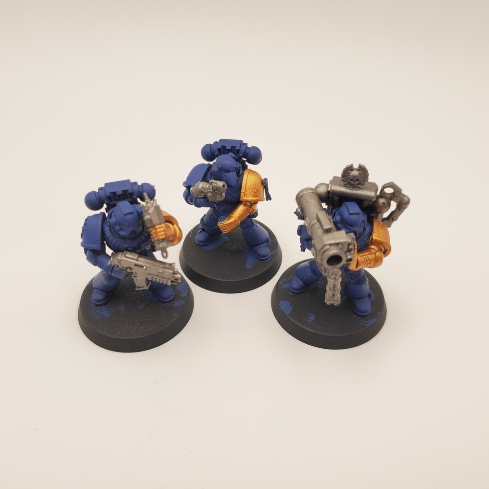 Warhammer 40k Firstborn 3 x Space Marine Lot Partially Painted Ultramarines